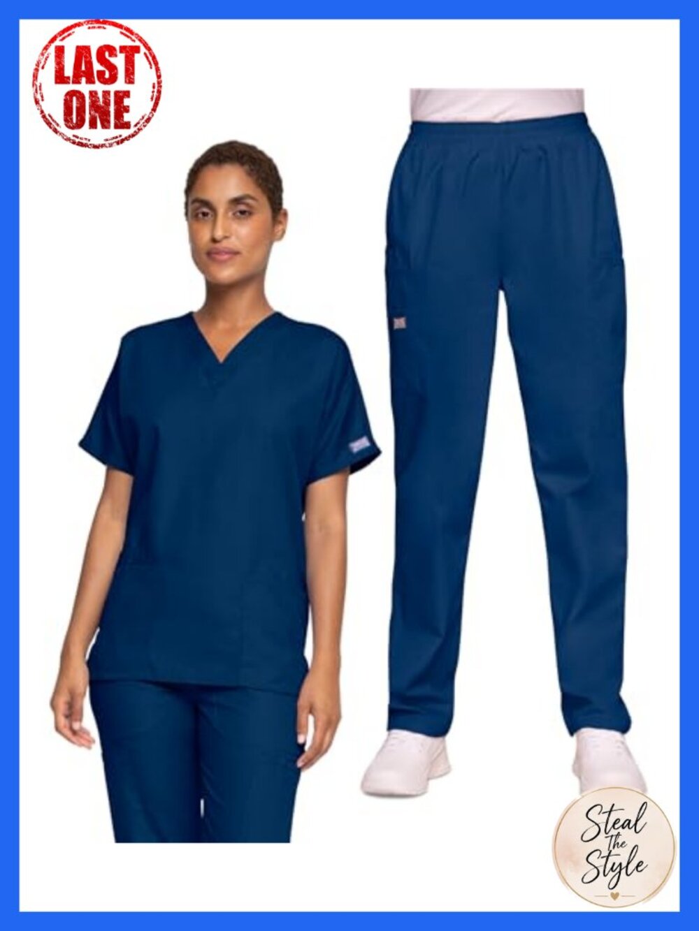 Women's Scrub Set V-Neck Top Cargo Pant Medical Workwear